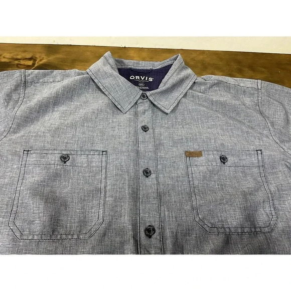 Orvis Classic Collection Button-Up Shirt Men's 2XL Blue Chest Pockets - Picture 2 of 8